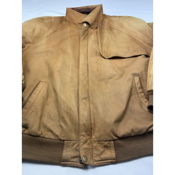 Marlboro Adventure Team Leather Jacket Mens L Montana Map Lining Bomber - Picture 5 of 16